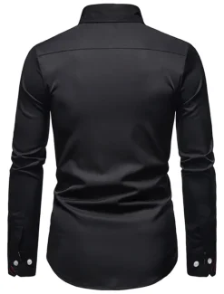 OUKU Men's Dress Shirt Collared Shirt Button Up Shirt Abstract Wedding Daily Black White Wine Navy Blue Long Sleeve Clothing Apparel