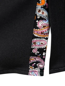 OUKU Men's Dress Shirt Collared Shirt Button Up Shirt Abstract Wedding Daily Black White Wine Navy Blue Long Sleeve Clothing Apparel