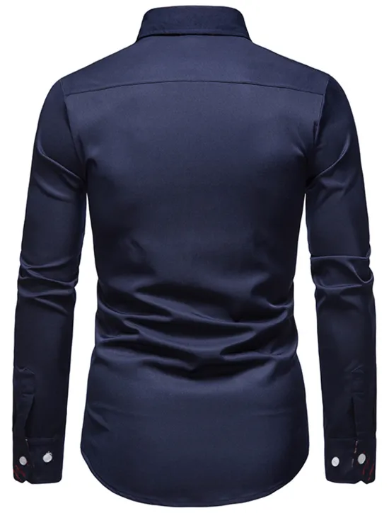 OUKU Men's Dress Shirt Collared Shirt Button Up Shirt Abstract Wedding Daily Black White Wine Navy Blue Long Sleeve Clothing Apparel