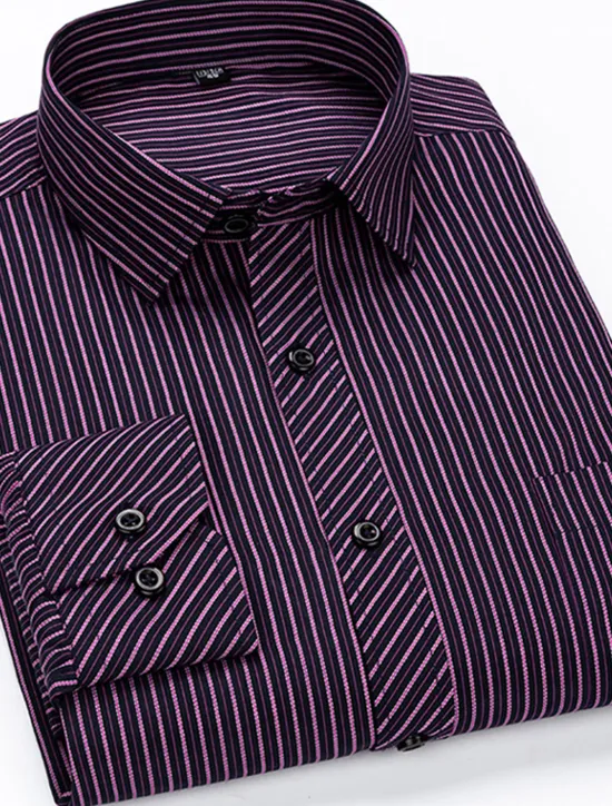 OUKU Men's Dress Shirt Collared Shirt Button Up Shirt Curve Wedding Party Navy Blue Royal Blue Blue Purple Long Sleeve Collar All Seasons Clothing Apparel Button-Down