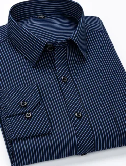 OUKU Men's Dress Shirt Collared Shirt Button Up Shirt Curve Wedding Party Navy Blue Royal Blue Blue Purple Long Sleeve Collar All Seasons Clothing Apparel Button-Down