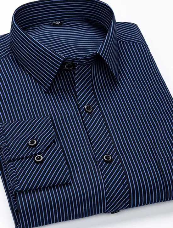 OUKU Men's Dress Shirt Collared Shirt Button Up Shirt Curve Wedding Party Navy Blue Royal Blue Blue Purple Long Sleeve Collar All Seasons Clothing Apparel Button-Down
