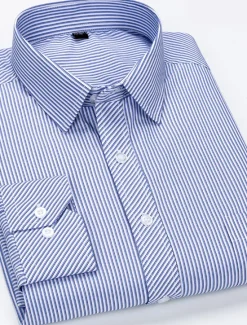 OUKU Men's Dress Shirt Collared Shirt Button Up Shirt Curve Wedding Party Navy Blue Royal Blue Blue Purple Long Sleeve Collar All Seasons Clothing Apparel Button-Down