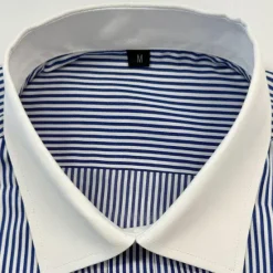 Outlet OUKU Men's Dress Shirt French Cuff Shirt Collared Shirt Striped Wedding Work Maroon Light Blue Black Blue Long Sleeve Turndown Spring, Fall, Winter, Summer Clothing Apparel Button-Down