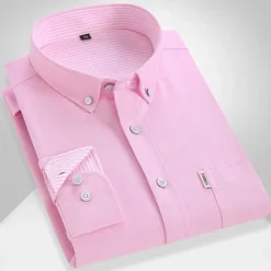 Hot OUKU Men's Dress Shirt French Cuff Shirt Button Down Shirt Collared Shirt Oxford Shirt Waves Wedding Street Black Pink Blue Gray Long Sleeve Turndown Spring & Fall Clothing Apparel Button-Down