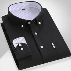 Hot OUKU Men's Dress Shirt French Cuff Shirt Button Down Shirt Collared Shirt Oxford Shirt Waves Wedding Street Black Pink Blue Gray Long Sleeve Turndown Spring & Fall Clothing Apparel Button-Down