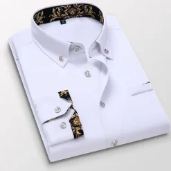 Outlet OUKU Men's Dress Shirt Graphic Graphic Prints Standing Collar Black White Red Royal Blue Blue Work Daily Long Sleeve Button-Down Clothing Apparel Streetwear Simple Casual Slim Fit