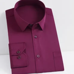 Clearance OUKU Men's Dress Shirt Light Pink Black White Long Sleeve Plain Turndown Spring & Fall Office / Career Business Clothing Apparel