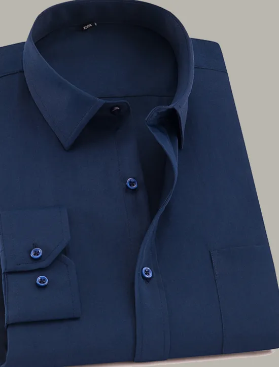 OUKU Men's Dress Shirt Non Iron Shirt Tuxedo Shirts Solid / Plain Color Wedding Office & Career Black White Yellow Pink Long Sleeve Shirt Collar All Seasons Clothing Apparel Print