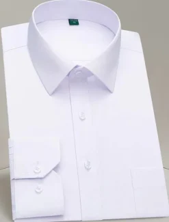 OUKU Men's Dress Shirt Non Iron Shirt Tuxedo Shirts Solid / Plain Color Wedding Office & Career Black White Yellow Pink Long Sleeve Shirt Collar All Seasons Clothing Apparel Print