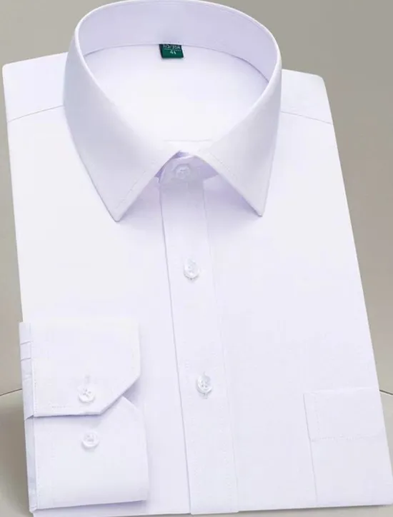 OUKU Men's Dress Shirt Non Iron Shirt Tuxedo Shirts Solid / Plain Color Wedding Office & Career Black White Yellow Pink Long Sleeve Shirt Collar All Seasons Clothing Apparel Print