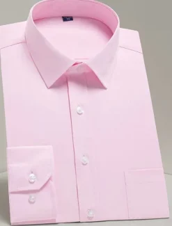 OUKU Men's Dress Shirt Non Iron Shirt Tuxedo Shirts Solid / Plain Color Wedding Office & Career Black White Yellow Pink Long Sleeve Shirt Collar All Seasons Clothing Apparel Print