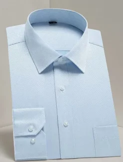 OUKU Men's Dress Shirt Non Iron Shirt Tuxedo Shirts Solid / Plain Color Wedding Office & Career Black White Yellow Pink Long Sleeve Shirt Collar All Seasons Clothing Apparel Print