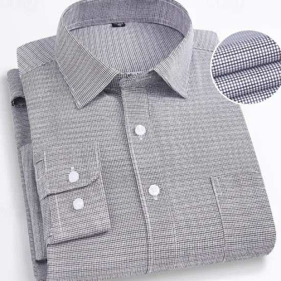 Best OUKU Men's Dress Shirt Non Iron Shirt Plaid Shirt Stretch Wedding Outdoor Light Blue Black Pink Blue Long Sleeve Collar Summer Spring Clothing Apparel