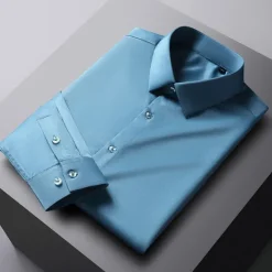 Sale OUKU Men's Dress Shirt Non Iron Shirt Graphic Prints Wedding Outdoor Wine Blue-Green Black White Long Sleeve Turndown Spring & Fall Clothing Apparel
