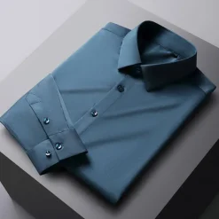 Sale OUKU Men's Dress Shirt Non Iron Shirt Graphic Prints Wedding Outdoor Wine Blue-Green Black White Long Sleeve Turndown Spring & Fall Clothing Apparel