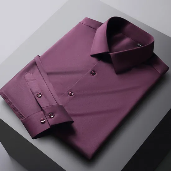 Sale OUKU Men's Dress Shirt Non Iron Shirt Graphic Prints Wedding Outdoor Wine Blue-Green Black White Long Sleeve Turndown Spring & Fall Clothing Apparel