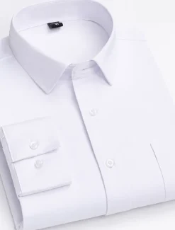 Online OUKU Men's Dress Shirt Non Iron Shirt Stripes and Plaid Wedding Office & Career Black White Light Green Wine Long Sleeve Turndown All Seasons Clothing Apparel