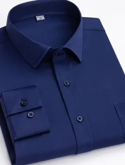 Online OUKU Men's Dress Shirt Non Iron Shirt Stripes and Plaid Wedding Office & Career Black White Light Green Wine Long Sleeve Turndown All Seasons Clothing Apparel