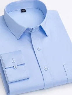 Online OUKU Men's Dress Shirt Non Iron Shirt Stripes and Plaid Wedding Office & Career Black White Light Green Wine Long Sleeve Turndown All Seasons Clothing Apparel
