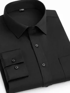 Online OUKU Men's Dress Shirt Non Iron Shirt Stripes and Plaid Wedding Office & Career Black White Light Green Wine Long Sleeve Turndown All Seasons Clothing Apparel