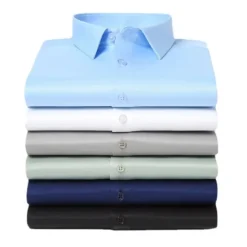 Discount OUKU Men's Dress Shirt Non Iron Shirt Wedding Office & Career Black White Light Green Dark Navy Long Sleeve Lapel Spring Fall Clothing Apparel