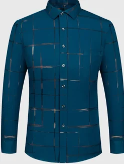Sale OUKU Men's Dress Shirt Non Iron Shirt Wedding Work Black / Red Black / Gray Black White Long Sleeve Square Neck Summer Clothing Apparel Print