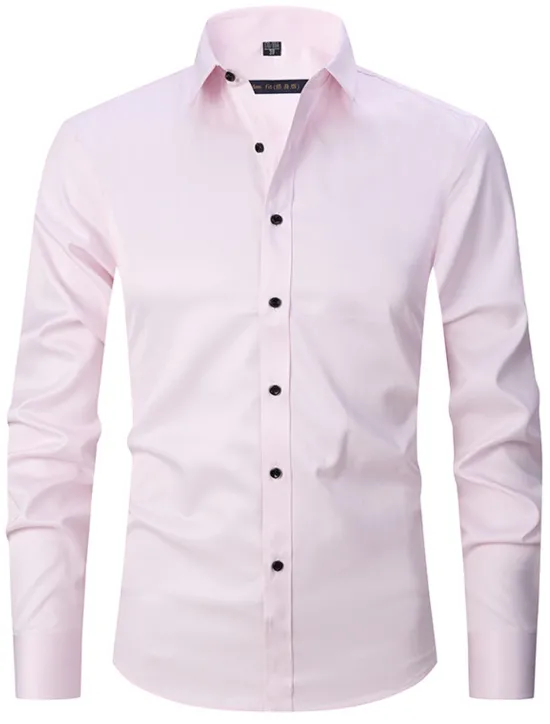 Discount OUKU Men's Dress Shirt Non Iron Shirt Collared Shirt Button Up Shirt Plain Wedding Outdoor White Pink Red Blue Long Sleeve Turndown Spring & Fall Clothing Apparel Button-Down