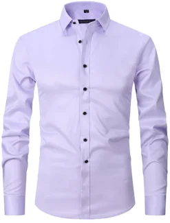 Discount OUKU Men's Dress Shirt Non Iron Shirt Collared Shirt Button Up Shirt Plain Wedding Outdoor White Pink Red Blue Long Sleeve Turndown Spring & Fall Clothing Apparel Button-Down