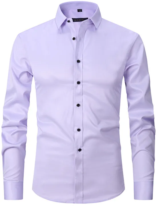 Discount OUKU Men's Dress Shirt Non Iron Shirt Collared Shirt Button Up Shirt Plain Wedding Outdoor White Pink Red Blue Long Sleeve Turndown Spring & Fall Clothing Apparel Button-Down