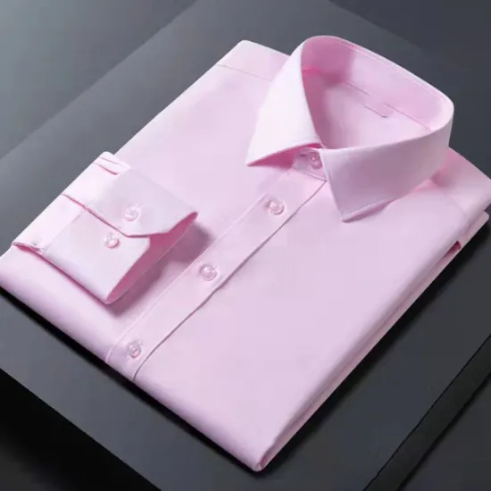 Clearance OUKU Men's Dress Shirt Non Iron Shirt Wedding Going out White Pink Wine Green Long Sleeve Turndown Spring Fall Clothing Apparel