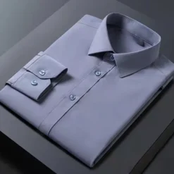 Clearance OUKU Men's Dress Shirt Non Iron Shirt Wedding Going out White Pink Wine Green Long Sleeve Turndown Spring Fall Clothing Apparel