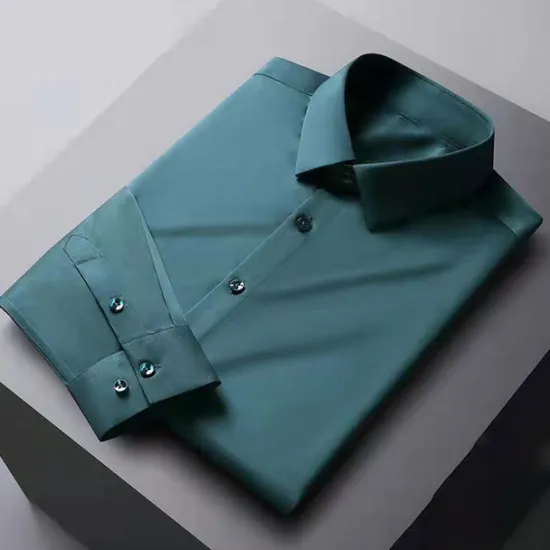 Clearance OUKU Men's Dress Shirt Non Iron Shirt Wedding Going out White Pink Wine Green Long Sleeve Turndown Spring Fall Clothing Apparel