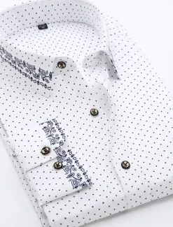 Best OUKU Men's Dress Shirt Non Iron Shirt Stretch Plaid / Striped / Chevron / Round Wedding Office & Career Light Pink Light Blue Black White Turndown Spring & Summer All Seasons Clothing Apparel