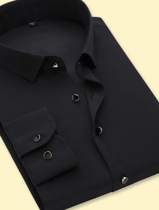 OUKU Men's Dress Shirt Non Iron Shirt Collared Shirt Button Up Shirt Plain Wedding Party Black Navy Blue Purple Gray Long Sleeve Collar Spring & Fall Clothing Apparel