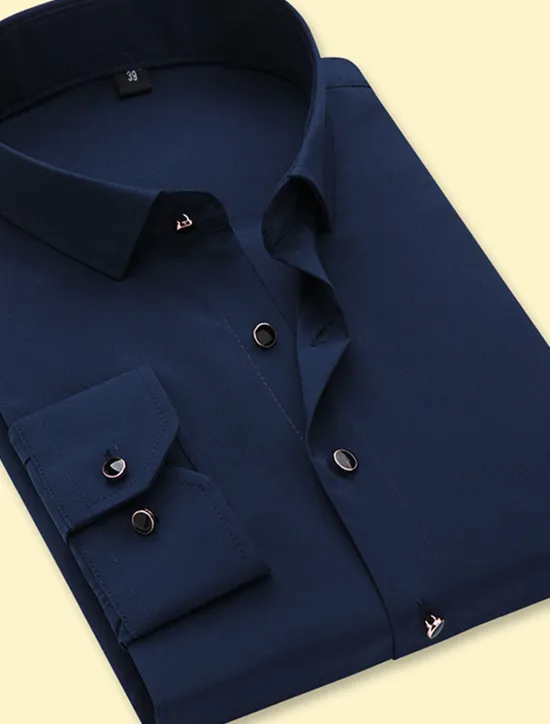 OUKU Men's Dress Shirt Non Iron Shirt Collared Shirt Button Up Shirt Plain Wedding Party Black Navy Blue Purple Gray Long Sleeve Collar Spring & Fall Clothing Apparel