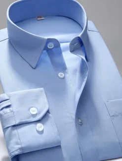 Hot OUKU Men's Dress Shirt Non Iron Shirt Stripes and Plaid Wedding Office & Career Light Pink Black White Pink Long Sleeve Shirt Collar All Seasons Clothing Apparel
