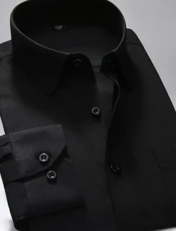 Hot OUKU Men's Dress Shirt Non Iron Shirt Stripes and Plaid Wedding Office & Career Light Pink Black White Pink Long Sleeve Shirt Collar All Seasons Clothing Apparel