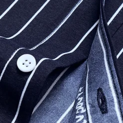 OUKU Men's Dress Shirt Plaid / Striped / Chevron / Round Wedding Office & Career Black Dark Navy Blue Long Sleeve Turndown All Seasons Clothing Apparel