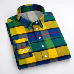 Best OUKU Men's Dress Shirt Plaid Shirt Collared Shirt Plaid / Check Wedding Vacation Yellow Red Blue Green Long Sleeve Turndown Spring & Fall Clothing Apparel Button-Down