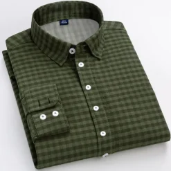 Best OUKU Men's Dress Shirt Plaid Shirt Collared Shirt Plaid / Check Wedding Vacation Yellow Red Blue Green Long Sleeve Turndown Spring & Fall Clothing Apparel Button-Down