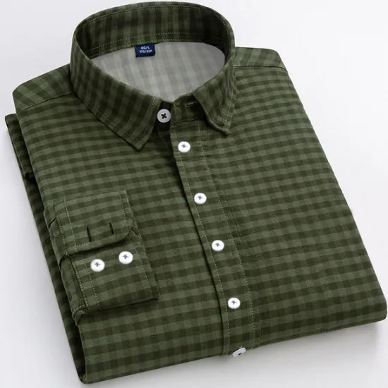 Best OUKU Men's Dress Shirt Plaid Shirt Collared Shirt Plaid / Check Wedding Vacation Yellow Red Blue Green Long Sleeve Turndown Spring & Fall Clothing Apparel Button-Down