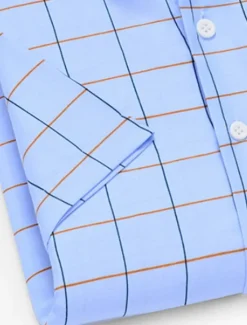 Online OUKU Men's Dress Shirt Plaid Shirt Collared Shirt Button Up Shirt Plaid / Check Wedding Daily Short Sleeve Clothing Apparel Print Blue