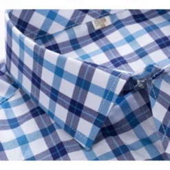 Hot OUKU Men's Dress Shirt Plaid Shirt Collared Shirt Button Up Shirt Plaid / Check Wedding Casual White Red Blue Orange Short Sleeve Turndown Summer Spring Clothing Apparel