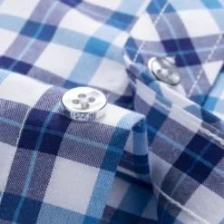 Hot OUKU Men's Dress Shirt Plaid Shirt Collared Shirt Button Up Shirt Plaid / Check Wedding Casual White Red Blue Orange Short Sleeve Turndown Summer Spring Clothing Apparel