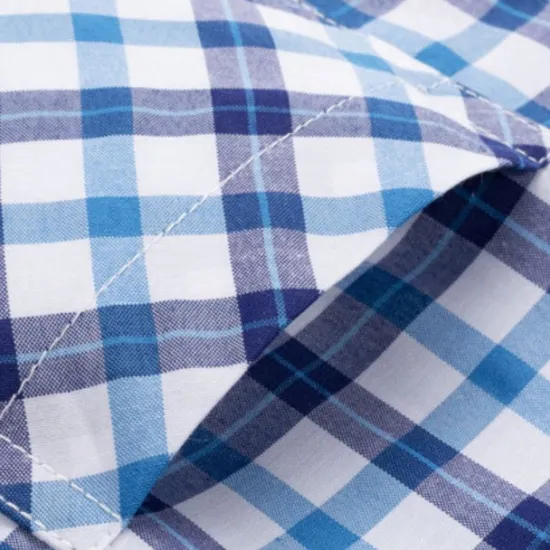 Hot OUKU Men's Dress Shirt Plaid Shirt Collared Shirt Button Up Shirt Plaid / Check Wedding Casual White Red Blue Orange Short Sleeve Turndown Summer Spring Clothing Apparel