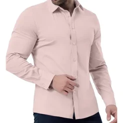 New OUKU Men's Dress Shirt Plain Wedding Vacation Black White Pink Blue Long Sleeve Turndown Spring & Fall Clothing Apparel Button-Down