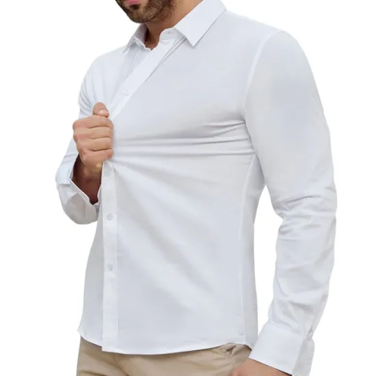 New OUKU Men's Dress Shirt Plain Wedding Vacation Black White Pink Blue Long Sleeve Turndown Spring & Fall Clothing Apparel Button-Down