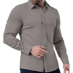 New OUKU Men's Dress Shirt Plain Wedding Vacation Black White Pink Blue Long Sleeve Turndown Spring & Fall Clothing Apparel Button-Down