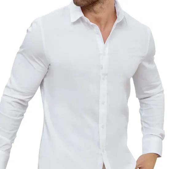 New OUKU Men's Dress Shirt Plain Wedding Vacation Black White Pink Blue Long Sleeve Turndown Spring & Fall Clothing Apparel Button-Down